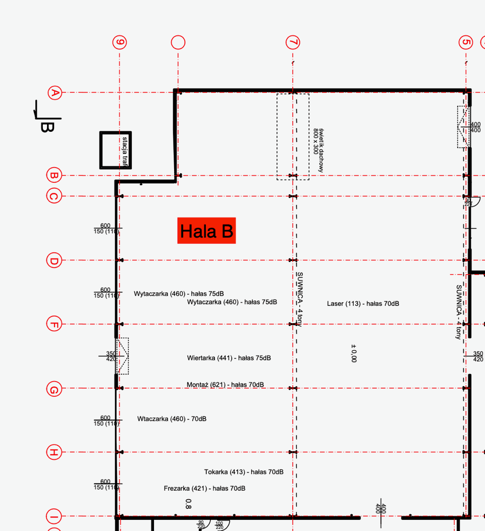 Hala produkcyjna dwunawowa z suwnicami